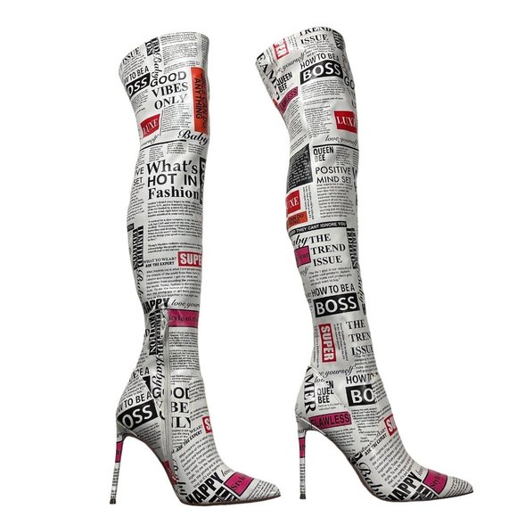 Steve Madden Shoes - Steve Madden VAVA White Multicolor Women Thigh High Stiletto Boot Sz 8M NWOB